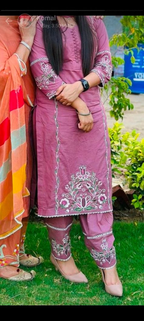 Suit Kdai Design, Thread Work Punjabi Suit Design, Kdai Suit Design New, Punjabi Boutique Suits Embroidery, New Machine Embroidery Designs For Suits, Machine Embroidery Suits Punjabi, Embroidery Suits Punjabi Party Wear, Hand Work Embroidery Suits, Punjabi Suit Embroidery Design