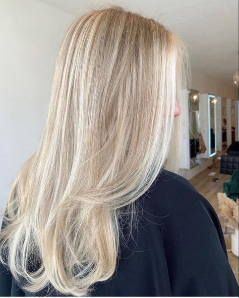 Swiss Blonde Hair, Swedish Blonde Balayage, Norwegian Blonde Hair, Light Neutral Blonde Hair, Blonde Layers Long, Rich Blonde Hair, Full Head Of Blonde Highlights, Nordic Blonde Hair, Swedish Blonde Hair