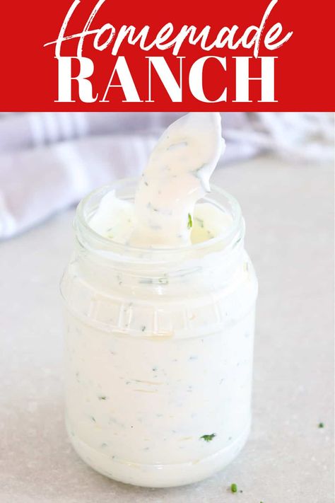 Make Homemade Ranch Dressing or Dip from scratch with simple pantry staples and fresh or dried herbs! It's delicious and so much better than the store-bought kind. Use it with fresh vegetables, chicken wings, on salads or sandwiches! #dressingrecipe #ranch Homemade Ranch Salad Dressing, Easy Ranch Dressing, Homemade Buttermilk Ranch Dressing, Buttermilk Ranch Dressing Recipe, Homemade Buttermilk Ranch, Buttermilk Powder, Dry Buttermilk, Salsa Ranch, Ranch Dressing Recipe Homemade