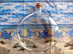 Reverse Decoupage, Coastal Creations, Mod Podge Ideas, Decoupage On Glass, Upcycled Bottles, Clear Wine Bottle, Decorated Glasses, Mod Podge Projects, Coastal Ornament