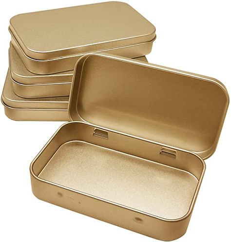 Amazon.com - 4 Pack Tin Box Containers 3.7 x 2.4 x 0.8 Inch Metal Tins Storage Box with Hinge Lids, for Home Storage, Outdoor Active Storage Containers, Home Organizer Small Tins, Gold - Storage Outdoor, Small Storage Containers, Small Storage Boxes, Home Organizer, Small Tins, Tin Containers, Lid Storage, Small Organization, Home Storage