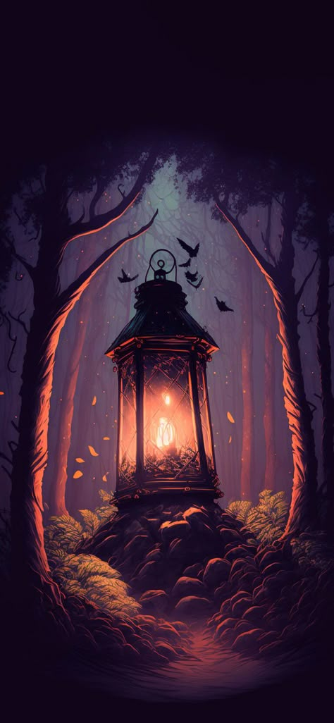 Lantern in Forest Wallpapers - Cool Lantern Wallpapers For iPhone Lantern Wallpaper, Creative Arts Therapy, Easy Acrylic Painting, Gouache Art, Acrylic Painting Ideas, Landscape Photography Nature, Forest Wallpaper, Cool Wallpapers Art, 판타지 아트