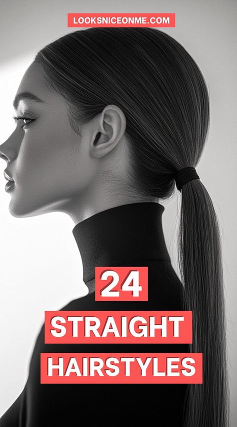 Whether you love sleek ponytails or chic bobs, these straight hairstyles are here to inspire your next hair makeover. Shine with confidence and style! #SleekHairstyles #StraightHairInspo #HairGoals Straight Sleek Hairstyles, Sleek Hairstyles Straight Hair, Medium Length Straight Hairstyles, Elegant Straight Hairstyles, Straight Hair Ponytail, Straight Ponytail Hairstyles, Sleek Straight Hairstyles, Medium Length Hair Straight, Sleek Ponytail Hairstyles