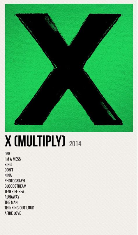 minimal poster of the album x (multiply) by ed sheeran Ed Sheeran Album Cover, Ed Sheeran Plus Album Cover, Ed Sheeran Albums, Ed Sheeran Plus, Music Album Covers Ed Sheeran, Ed Sheeran Multiply, Thinking Out Loud, Picture Albums, Music Album Covers