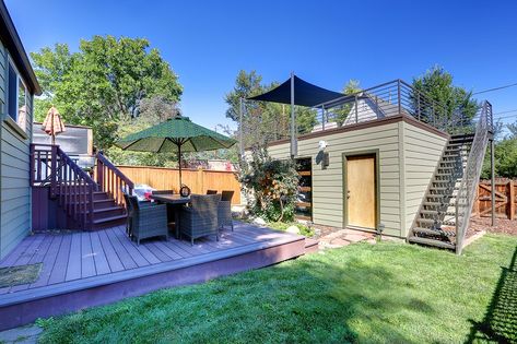 Alcott Garage Rooftop - Interior Designer Denver CO Garage Roof Deck, Home Decor Business Ideas, Garage Deck, Pergola Design Ideas, Carport Plans, Terrasse Design, Home Decor Business, Garage Roof, Highlands Nc