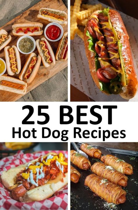 The 25 BEST Hot Dog Recipes - GypsyPlate Handheld Meals, Grilled Cheese Hot Dog, Hot Dog Pizza, Club Sandwich Recipes, Grilling Hot Dogs, Gourmet Hot Dogs, Hot Dogs Recipes, Hot Dog Toppings, Honey Cornbread