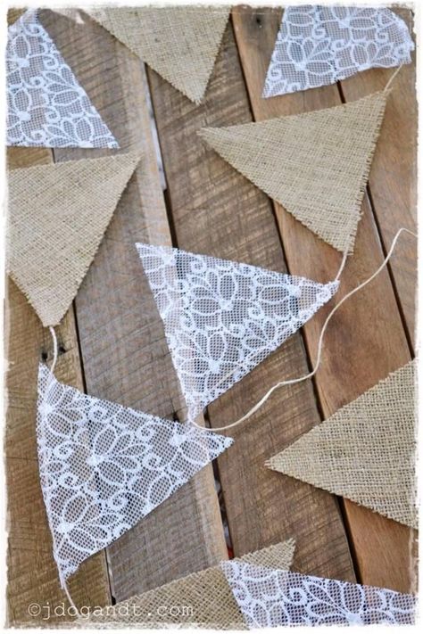 Lace Bunting, Lace Garland, Burlap Bunting, Deco Champetre, Shabby Chic White, Wedding Bunting, Burlap And Lace, Country Chic Wedding, Boho Party