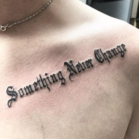 All Tattoos Design For Men, Script Tattoo Design, Collar Bone Lettering Tattoo, Back Tattoo Men Writing, Writing Tattoos Men, Writing Collar Bone Tattoo, Colar Bone Tattoo Writing, Collar Bone Tattoo For Men Quotes, Collarbone Script Tattoo