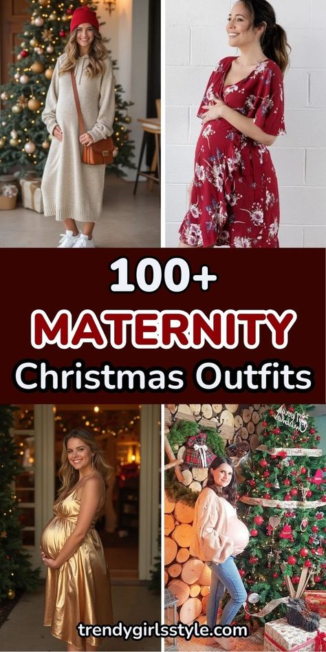 Explore 100+ stunning maternity Christmas outfit ideas to celebrate the season in style and comfort! From cozy holiday sweaters to glamorous dresses, find festive looks perfect for every occasion. Embrace your holiday glow with outfits designed for both warmth and elegance! Cute Pregnant Christmas Outfits, Holiday Outfits Pregnant, Christmas Outfits Pregnant, Christmas Outfit Maternity, Pregnant Ugly Christmas Sweater, Maternity Birthday Outfit, Maternity Outfits Christmas, Holiday Pregnancy Outfits, Maternity Holiday Party Outfit