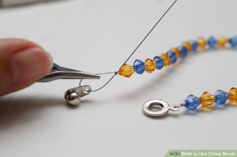 Image titled Use Crimp Beads Step 9 Jewelry Pliers, Crimp Beads, Make Your Own Jewelry, Jewelry Techniques, Beaded Bracelets Diy, Jewelry Making Tutorials, Beads And Wire, Beading Tutorials, Sea Glass Jewelry