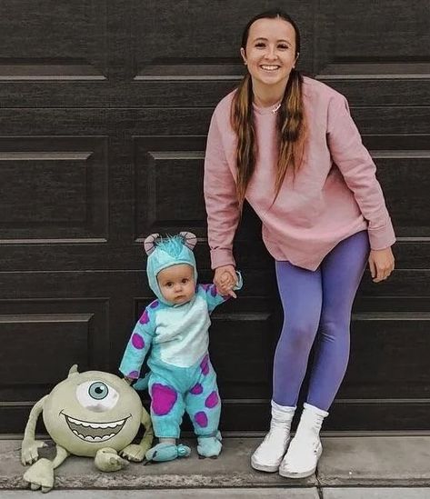 Cute Mother And Son Halloween Costumes, Mommy And Daughter Costumes Halloween, Aunt And Niece Halloween Costumes, Mommy Son Costumes Halloween, Mommy And Me Costumes Halloween, Diy Mom And Son Halloween Costumes, Boo Outfit Monsters Inc, Couple With Baby Halloween Costumes, Monsters Inc Family Halloween Costumes