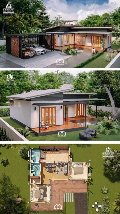 Single Storey House, One Storey House, Villa Style, Modern Bungalow House, Simple House Design, Small House Design Plans, Modern Bungalow, Bungalow House, Container House Design