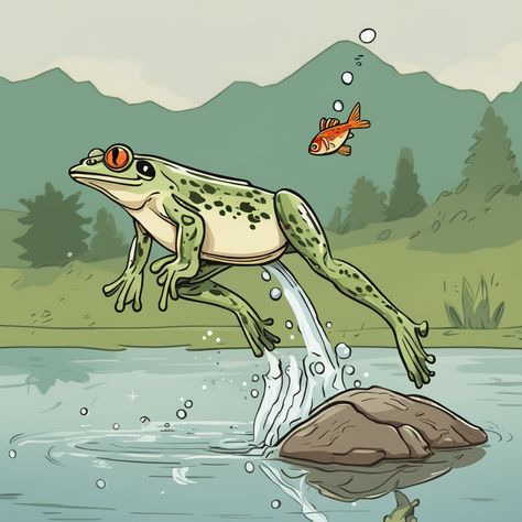 you can see it's a frog jumping #grintesting Swimming Frog Illustration, Frog Jumping Animation, Frog Jumping Drawing, Friday Frog, 5 Little Speckled Frogs, Frog Jumping, Frog Habitat, Frog Sketch, Movement Drawing