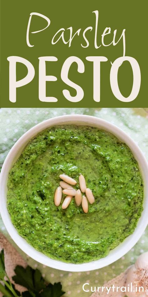 📋Parsley Pesto Gerd Recipes, Parsley Recipes, Parsley Pesto, Pea Pesto, Basil Recipes, Dessert Smoothie, Breakfast Recipes Indian, Baked Casserole, Recipes Indian