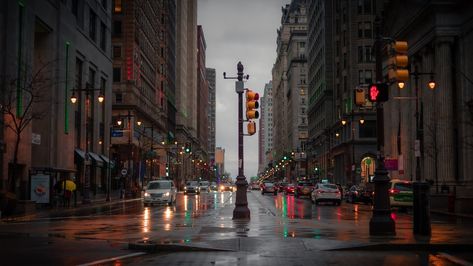 Traffic light in the middle of busy street in downtown. Download this photo by James Harrison on Unsplash Philadelphia Street, James Harrison, Street Stock, Busy Street, Lit Wallpaper, Best Crypto, Night Vibes, City Aesthetic, City Streets