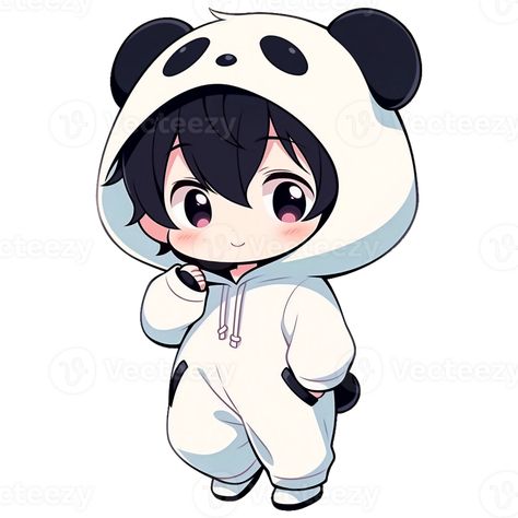 Cute Chibi Boy Wearing A Panda Hoodie AI Generative Chibi Panda, Dibujos Anime Chibi, Panda Hoodie, Chibi Boy, Wallpaper Iphone Love, Chibi Anime Kawaii, Boy Drawing, Black Clover Anime