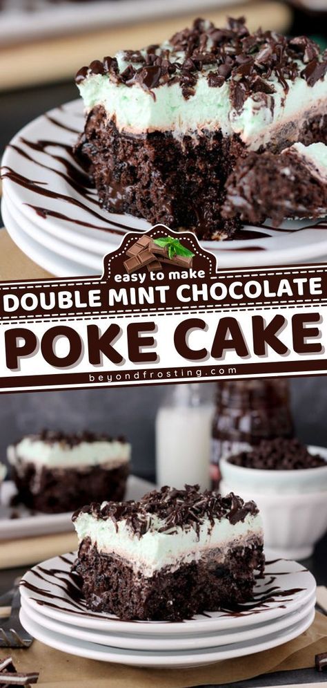 Easy Poke Cake, Mint Chocolate Cake, Poke Cake Recipe, Fried Dessert, Cake Mix Ingredients, Chocolate Poke Cake, Best Chocolate Desserts, Poke Cake Recipes, Poke Cakes