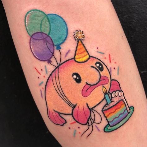 Rhi Hustwayte on Instagram: “🎈🎉COMPETITION WINNER OVER HERE 🎉🎈thank you so much @amberlouiseb for your amazing idea, for buying me slippers and for giving me my first…” Squishmallow Tattoo, Cute Blobfish, Blob Fish, Kawaii Tattoo, True Tattoo, Glitter Tattoo, Birthday Captions, Tattoo Supplies, Body Tattoos