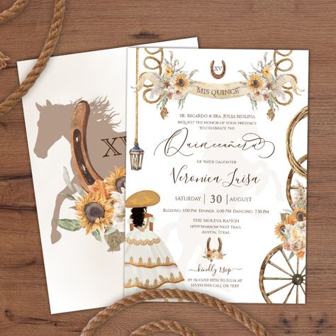 Charro Floral Boho Rustic Country Quinceanera Invitation - tap to personalize and get yours #Invitation #cowboy, #charro, #elegant, #rustic, #sunflowers, Gold Charro Quinceanera Theme, White And Gold Charro Quinceanera Theme, Charro Quinceanera Theme, Charro Invitations, Green Quinceanera Theme, Charro Quince, Quinceanera Theme, Green Quinceanera, Quince Invitations