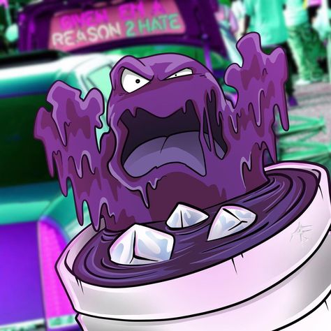 Grimer Pokemon, Grimsley Pokemon, Grimer Pokemon Art, Ghastly Pokemon, Pokemon Ghastly, Pokemon Gimmighoul, New School Tattoo, Graffiti Characters, Flash Tattoo