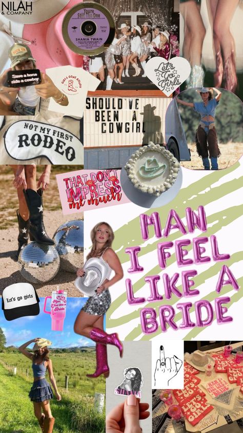 Shania Twain themed bachelorette party for the southern bell! Shania Twain Themed Bachelorette Party, Man I Feel Like A Bride Bachelorette, Shania Twain Party, Themed Bachelorette Party, Rehearsal Dinner Outfits, Themed Bachelorette, Bachelorette Themes, Cowboy Girl, Bride Bachelorette