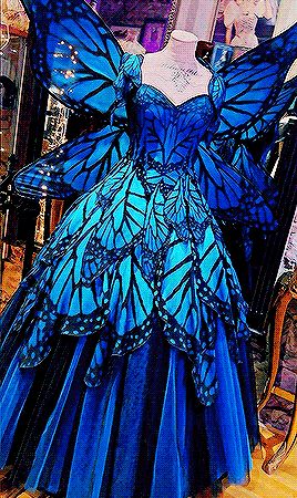 (2) Tumblr Bibian Blue Butterfly, Butterfly Masquerade Dress, Mariposa Costume, Butterfly Dress Gowns, Butterfly Inspired Fashion, Butterfly Dress Design, Blue Fairy Dress, Bird Outfit, Blue Butterfly Dress