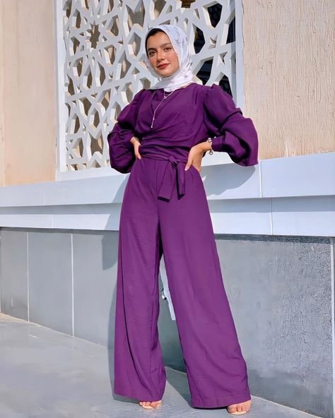 @nermiinwael shared a photo on Instagram: “one jumpsuit two styles💜 Tell me which one is your favorite 1 or 2 jumpsuit from: @violleta_boutique.eg scarf: @tahjibahouse” • Sep 20, 2020 at 7:05pm UTC Jumpsuit Hijab, Which One Are You, Styling Ideas, Hijab Outfit, 1 Or 2, Tell Me, A Photo, Jumpsuit, Boutique