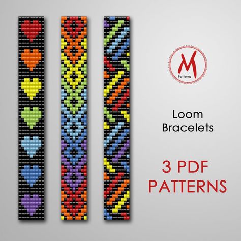 Loom Bead Patterns, Patterns For Bracelets, Rainbow Loom Patterns, Beads Tutorial, Seed Bead Bracelet Patterns, Native Beading Patterns, Bead Loom Designs, Loom Jewelry, Bracelet Miyuki