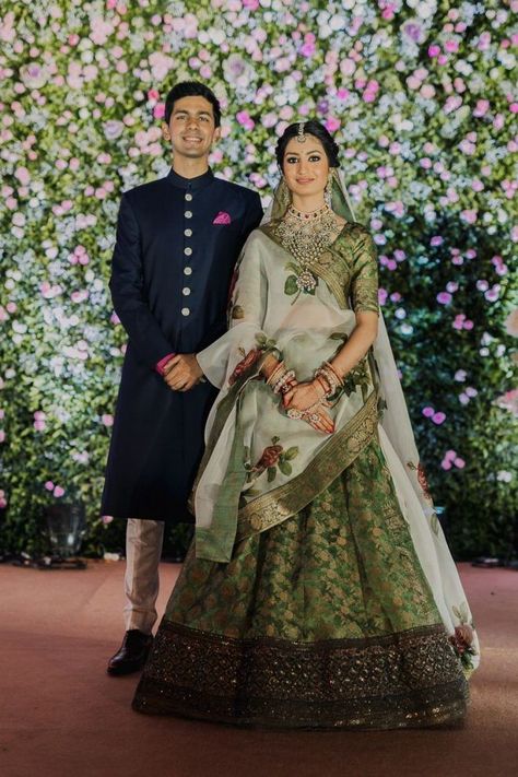 Brides Who Wore Shades Of Green On Their Wedding Day! | WedMeGood Wedding Lehengas Bridal, Short Boho, Open Backs, Couple Wedding Dress, Wedding Lehenga Designs, Wedding Lehengas, Indian Bride Outfits, Bridal Lehenga Collection, Indian Bridal Lehenga