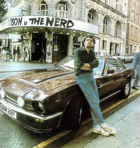 Rowan Atkinson With His 1981 Aston Aston-Martin V8 Vantage Rowan Atkinson, Midnight Club, Aston Martin V8, Aston Martin Vantage, Mr Bean, Outfit Challenge, Clash Royale, Military Outfit, Back In The Day