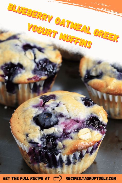 Indulge in a healthy and delicious start to your day with these Blueberry Oatmeal Greek Yogurt Muffins. Packed with antioxidant-rich blueberries, heart-healthy oats, and protein-packed Greek yogurt, these muffins are a perfect balance of flavor and nutrition. Moist and fluffy, they make an ideal breakfast or snack option to fuel your busy lifestyle. Easy and quick to bake, this simple recipe is a must-try for anyone looking to enjoy guilt-free treats. Discover a tasty way to boost Applesauce Greek Yogurt Muffins, Greek Yogurt Berry Muffins, Healthy Recipe With Greek Yogurt, Blueberry Oatmeal Greek Yogurt Muffins, Healthy Yogurt Muffin Recipes, Dinner With Yogurt, Healthy Snacks Blueberries, Healthy Blueberry Baked Oats, High Protein Snacks With Greek Yogurt