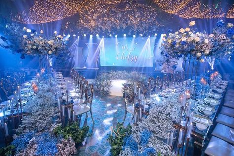 Debut Theme Ideas 18th Elegant, Night Themed Wedding, Underwater Theme Party, Starry Night Wedding Theme, Star Themed Wedding, Frozen Wedding, Debut Ideas, White Wedding Decorations, Starry Night Wedding