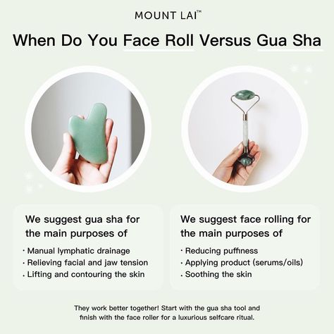 Mount Lai on Instagram: “We often get asked when to use the gua sha tool versus the face roller and our answer is that they work better together! We recommend…” Skin Care Routine For Teens, Make Up Foundation, Make Up Studio, Facial Massage Tool, Skin Care Routine For 20s, Gua Sha Facial, Face Roller, Facial Roller, Hair And Beauty