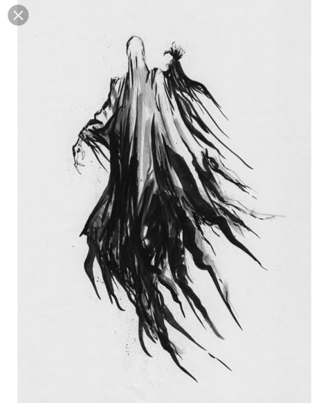 Wraith Tattoo Design, Dementor Tattoo Design, Dementors Tattoo, Shadow Man Tattoo, Dark Shadow Tattoo, Realistic Ghost Tattoo, Shadow Demon Tattoo, Scary Ghost Tattoo, Dementor Drawing