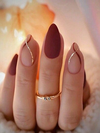 Cute Nails For Women, Mini Coffin Nails, Burgundy Wedding Nails Brides, Cute November Nails Almond, Gatsby Nails Designs, Long Gel Nails Ideas, Nails To Match Burgundy Dress, Glow Nails Design, Autumn Gel Nails Designs