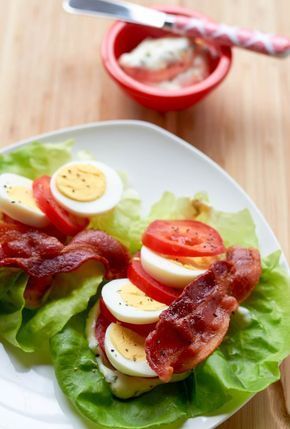 Enjoy the flavors of a BLT sans bun with our lettuce wrap version which encases savory bacon in a refreshing blanket of lettuce and tomatoes. A smear of lemon aioli escalates lettuce wraps to another level. Serve with a hardboiled egg for more calories and protein. Blt Wraps, Lettuce Wrap, Resep Diet, Low Carb Diets, Low Carb Lunch, Low Carb Eating, High Protein Low Carb, Diet Keto, Lettuce Wraps