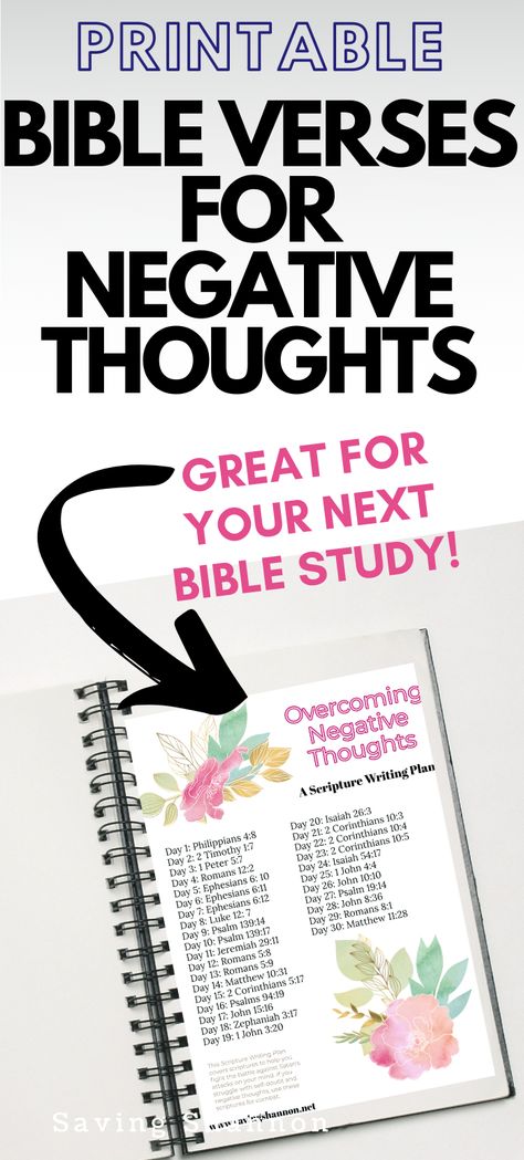 Overcome Negative Thoughts, How To Overcome Negative Thoughts, Bible Verses For Negative Thoughts, Overcoming Negative Thoughts, Scripture Writing Plan, Prayer Bible, Scripture Writing Plans, Scripture Writing, Writing Plan