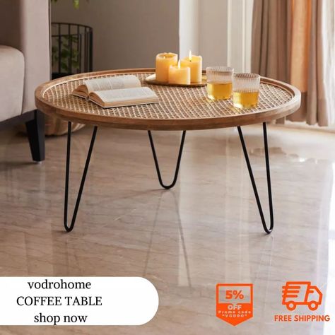 Welcome to our store Use Coupon Code - "vodro" Get Additional 5% OFF vodrohome cane solid wood coffee table - rattan round centre table– mango ideal tea table for living rooms C#029 Vodrohome Introducing Solid Wood Coffee Table, Crafted With Premium Quality Mango Wood And & Overwritten Cane. Luxury Look In Natural Finish Showcasing wooden top with exquisite rattan work and Powder coated Iron Legs. Use This As Center Table In Your Living Room Or Teapoy Table In Bedroom And Enhance Their Interi... Wooden Center Tables For Living Room, Cane Centre Table, Round Centre Table, Table In Bedroom, Introducing Solid, Introducing Solids, Centre Table, Solid Wood Coffee Table, Wood Coffee Table