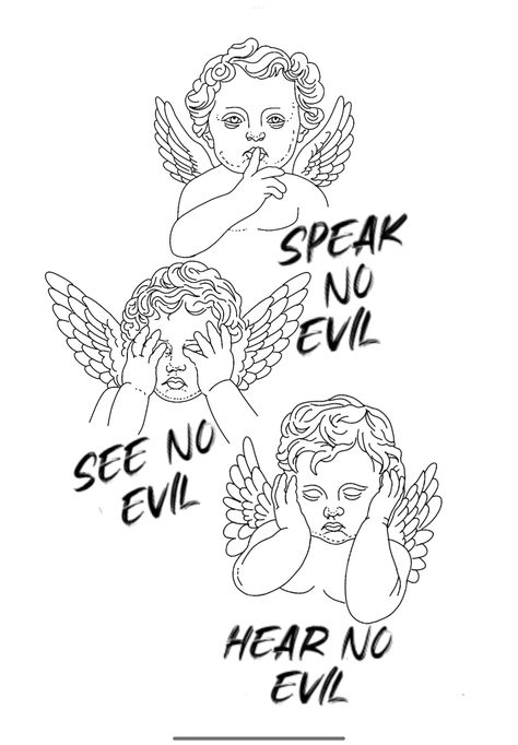 Hear No Evil See No Evil Speak No Evil Tattoo, Hear No Evil Speak No Evil See No Evil, See No Evil Speak No Evil Tattoo, Hear No Evil See No Evil Tattoo, Fear No Evil Tattoo, See No Evil Tattoo, Ant Tattoo, Evil Tattoo, Stencil Outline