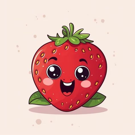 Premium AI Image | Cartoon strawberry with a happy face surrounded by flowers and butterflies generative ai Strawberry Drawing Cute, Strawberry Cartoon Drawing, Strawberry Animation, Drawing Of A Strawberry, Strawberry Cartoon, Strawberry Pictures, Strawberry Drawing, Cartoon Strawberry, Surrounded By Flowers