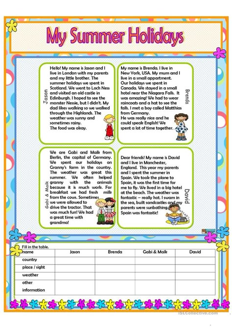 Summer Esl Worksheet, My Summer Holiday Essay, Summer Reading Worksheets, My Holidays Worksheet, Summer English Worksheet, Summer Holidays Worksheet, Summer Worksheets For Kids, Holiday Reading Comprehension, Summer Reading Comprehension