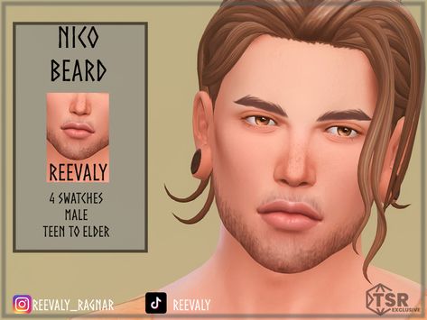 The Sims Resource - Nico Beard Maxis Match Facial Hair, Sims 4 Beard Cc, Sims 4 Beard, Sims 4 Body Hair, Medieval Hair, Male Base, Male Sims, Beards And Mustaches, Sims 4 Tattoos