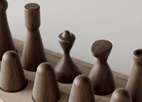 2 chess sets with a minimalistic and alluring twist - DesignWanted : DesignWanted Alluring Aesthetic, Modern Chess Set, Chess Boxing, Wood Chess Set, Wooden Chess Pieces, Wood Chess, Chess Sets, Wood Turning Projects, Wooden Chess