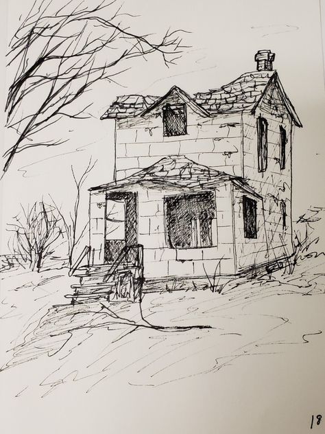 Abandoned Houses Drawing, Abandoned House Sketch, Abandon House Drawing, Abandoned Building Drawing, Abandoned Places Drawing, Old Building Sketch, Old House Sketch, Abandoned Drawing, Old House Drawing