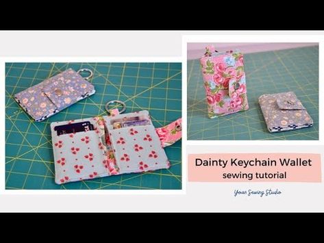 Dainty keychain wallet - sewing tutorial - YouTube Diy Keychain Wallet, Dainty Keychain, Diy Lanyard, Wallet Sewing Pattern, Sew Wallet, Lanyard Wallet, Teddy Bear Sewing Pattern, Sewing Purses, Class Gift