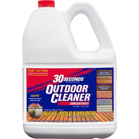 30 Seconds 2.5 Gal. Outdoor Cleaner Concentrate-100059523 - The Home Depot Plastic Outdoor Furniture, Mildew Stains, Pressure Washers, Concrete Driveways, Remove Stains, Stained Concrete, Pressure Washing, Wipe Out, Wood Deck