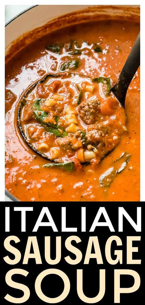 Sausage Soup Recipes, Pasta Vegetables, Italian Sausage Soup, Italian Sausage Recipes, Italian Soup, Sausage Soup, Pasta Soup, Easy Italian, Sausage Pasta