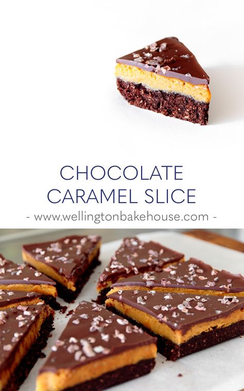 WELLINGTON BAKEHOUSE - Chocolate Caramel Slice Caramel Bars Recipe, Chocolate Caramel Fudge, Chocolate Caramel Slice, Caramel Slice, Facebook Giveaway, Caramel Bars, Caramel Fudge, Mad Love, Slices Recipes