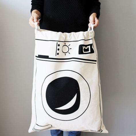 Washing Machine fabric bag storage of laundry or by Tellkiddo Dirty Clothes Organization, Baby Toy Storage, Travel Laundry Bag, Canvas Laundry Bag, Machines Fabric, Toy Storage Bags, Canvas Storage, Storage Bags Organization, Machine Pattern