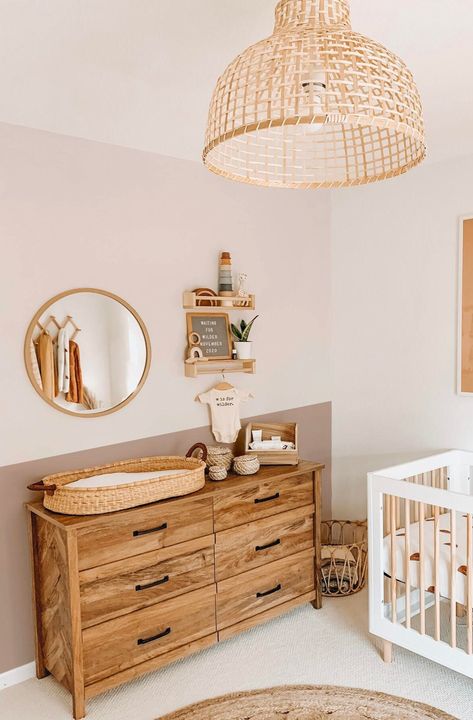 Light Pink Wallpaper, Boho Baby Nursery, Contemporary Nursery, Future Planning, Baby Room Neutral, Bedroom Organization, Nursery Room Design, Baby Room Inspiration, Nursery Room Inspiration